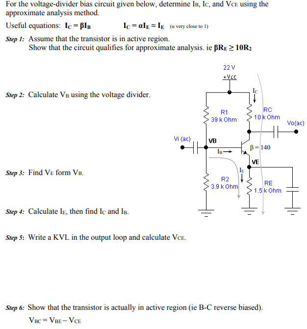 Solved For The Voltage Divider Bias Circuit Given Below Chegg