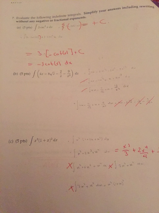 Solved Evaluate The Following Indefinite Integrals Simplify Chegg