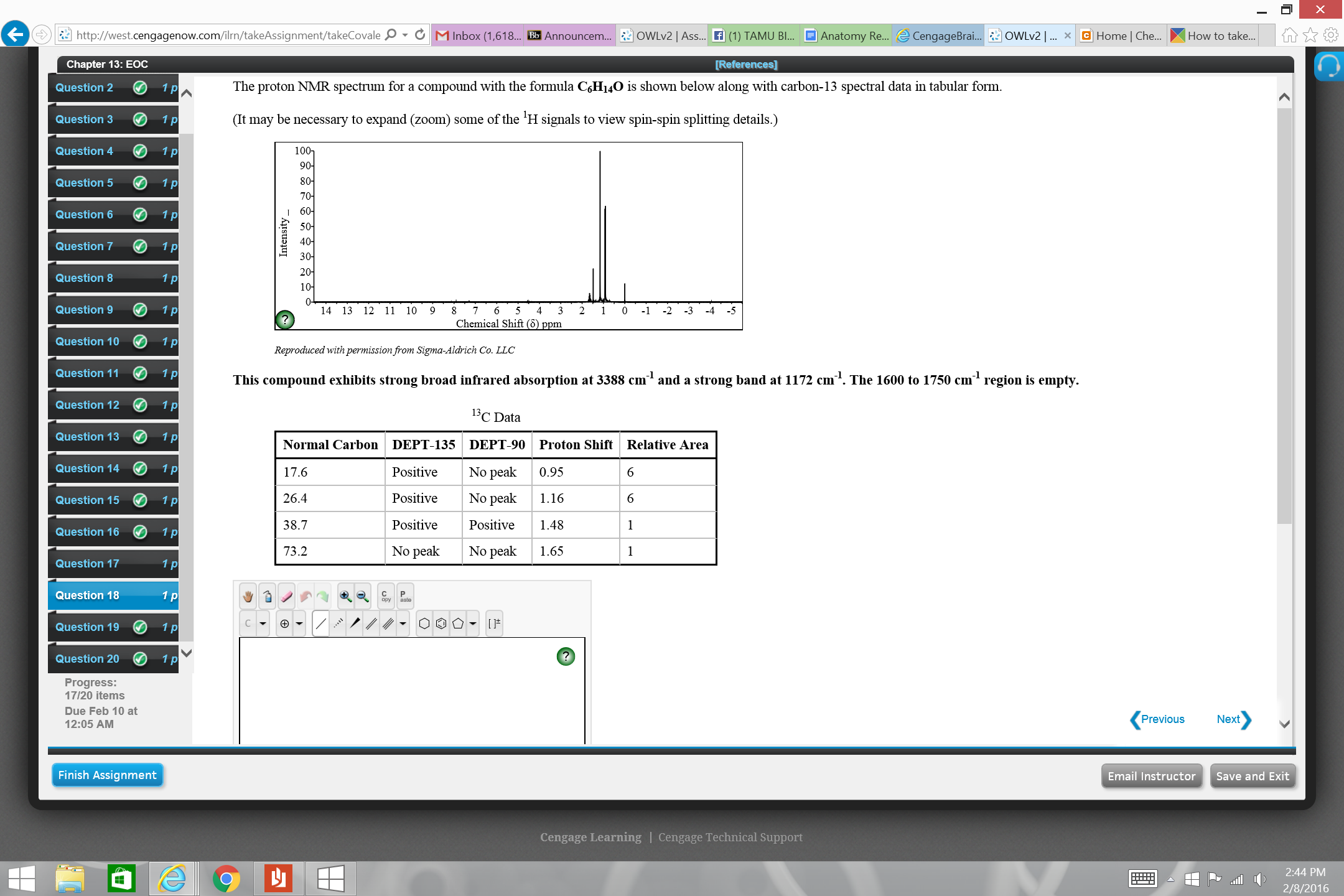 Solved The Proton Nmr Spectrum For A Compound With The Chegg