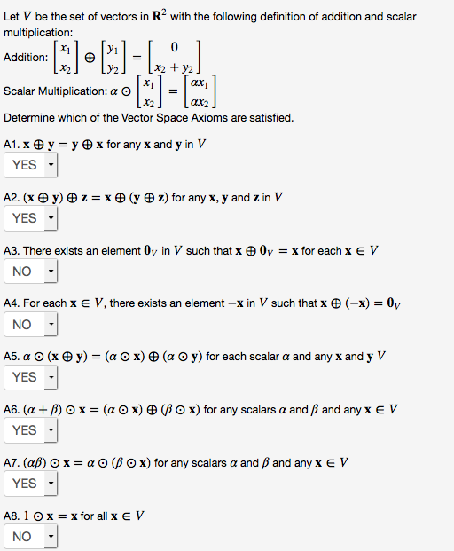 Solved Let V Be The Set Of Vectors In R 2 With The Following Chegg