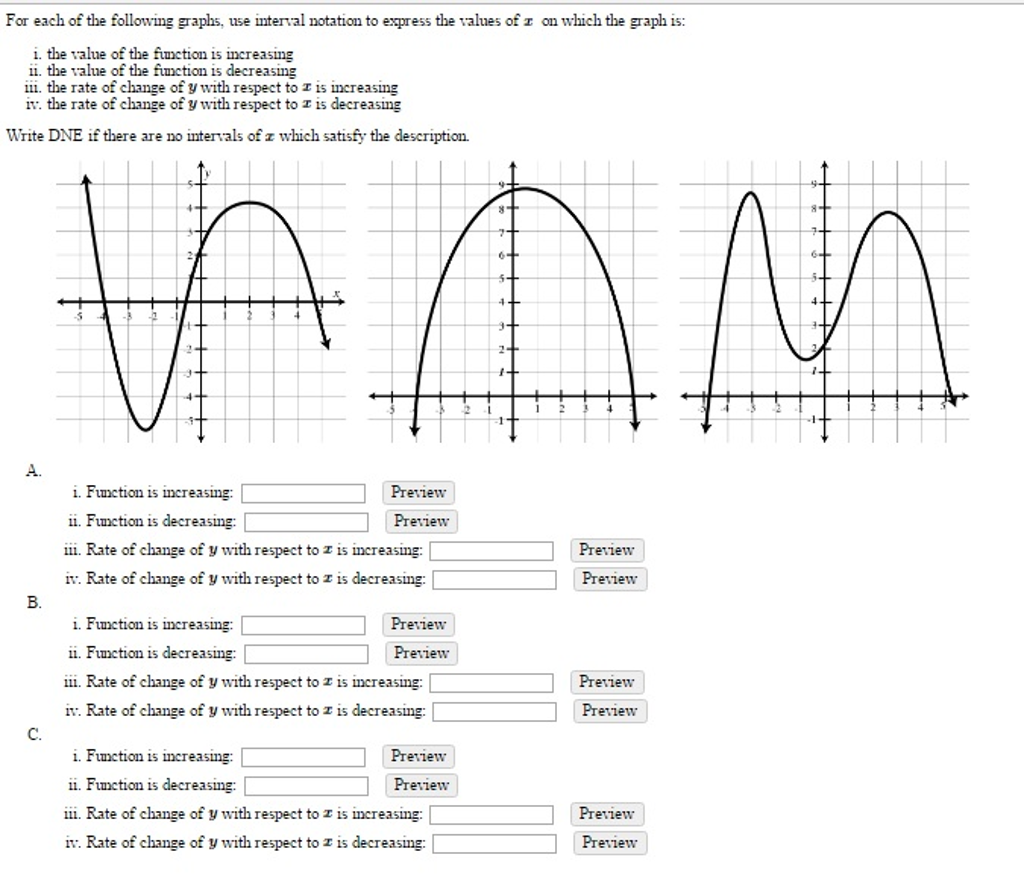 Solved: For Each Of The Following Graphs. Use Interval Not ...