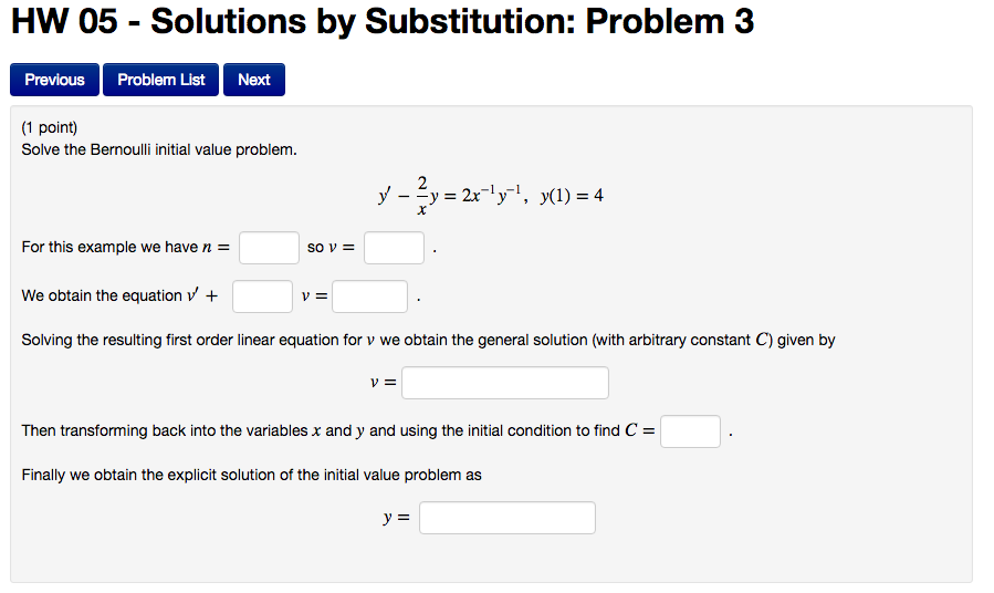 Solved Solve The Bernoulli Initial Value Problem Y 2 X Chegg