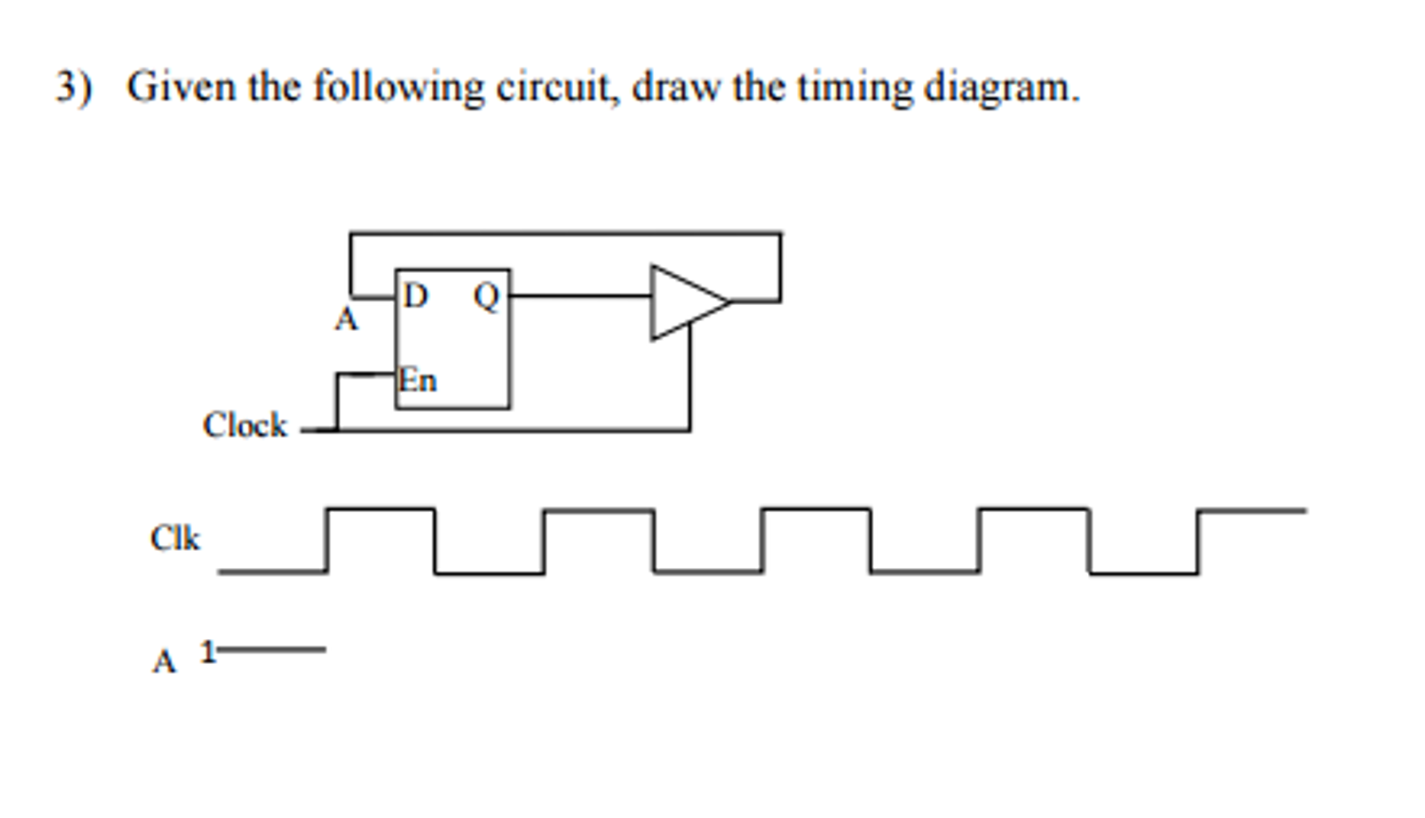 Solved Given The Following Circuit Draw The Timing Diagram Chegg