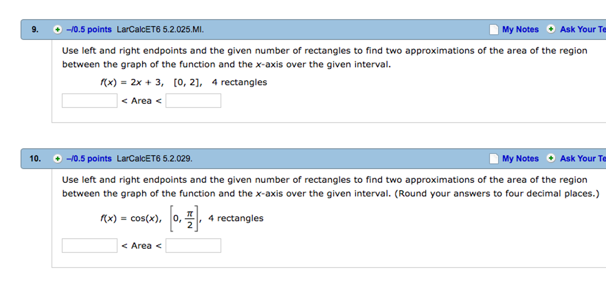 Solved Use Left And Right Endpoints And The Given Number Of Chegg