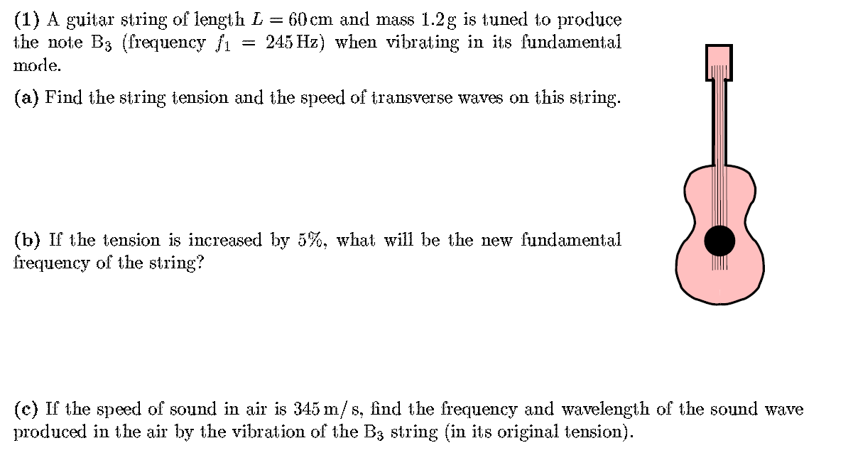 Solved 1 A guitar string of length L 60 cm and mass 1.2