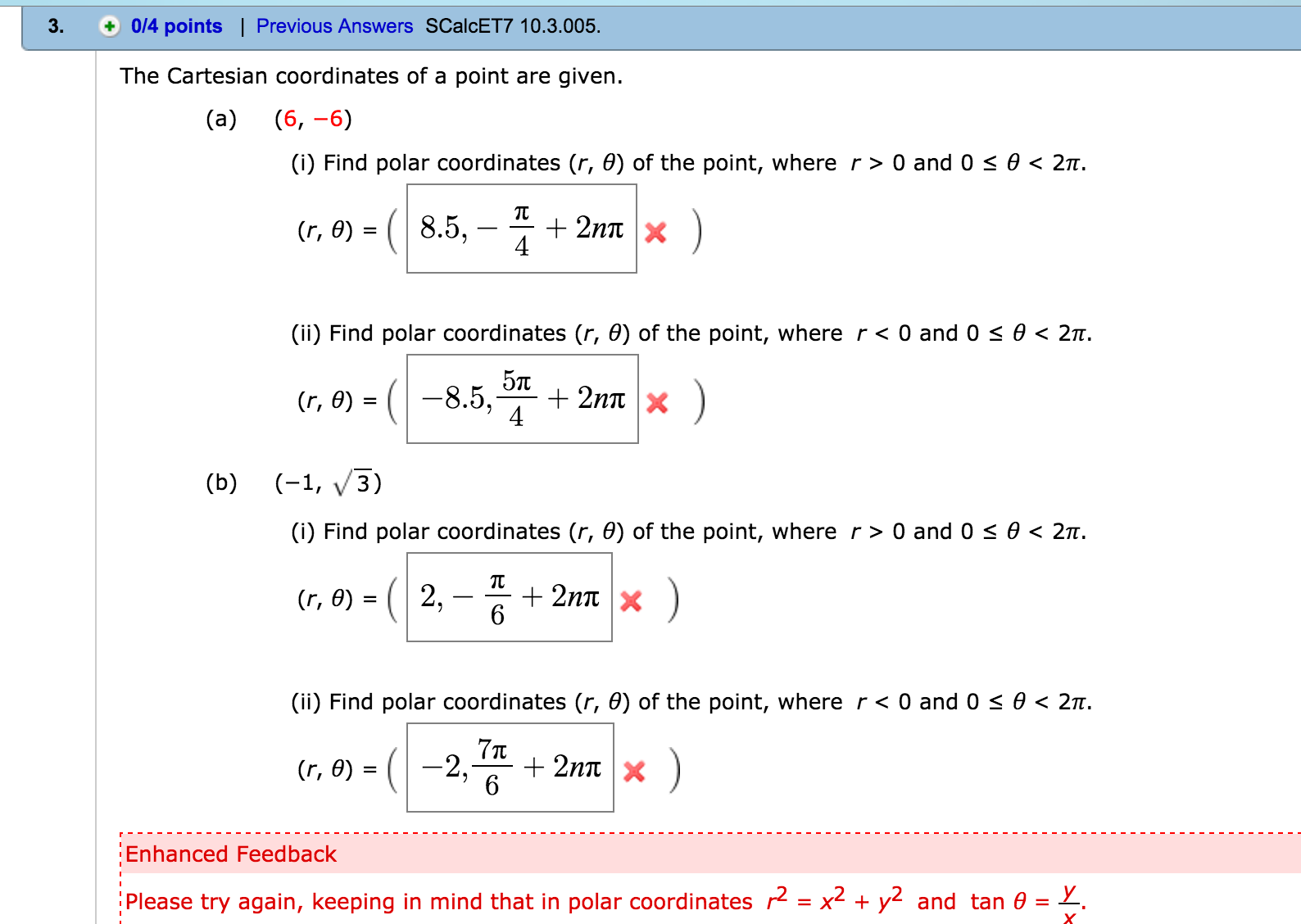 Solved The Cartesian Coordinates Of A Point Are Given Chegg