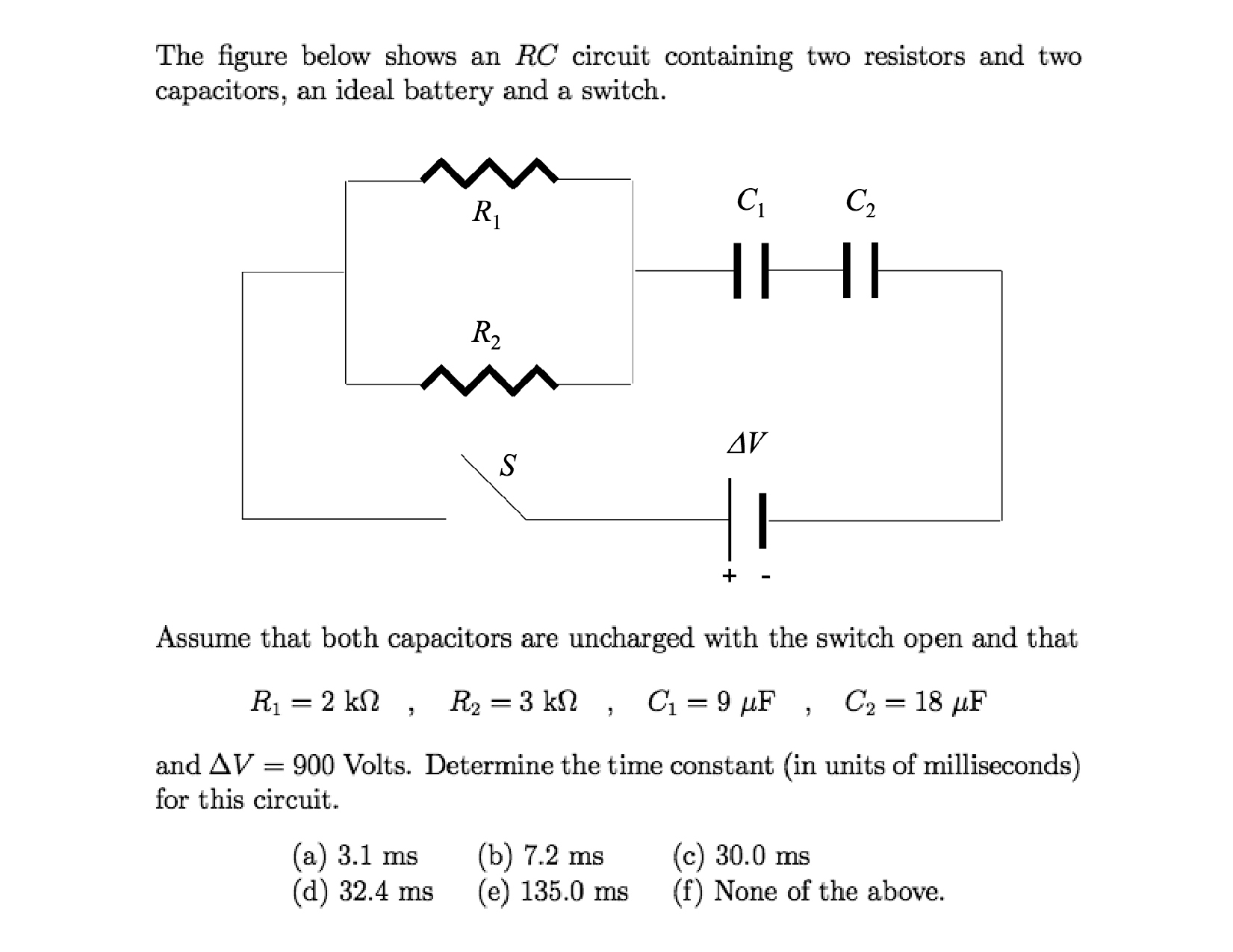 Solved The Figure Below Shows An RC Circuit Containing Two Chegg