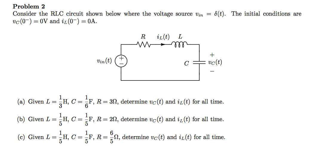 Solved Consider The RLC Circuit Shown Below Where The Chegg