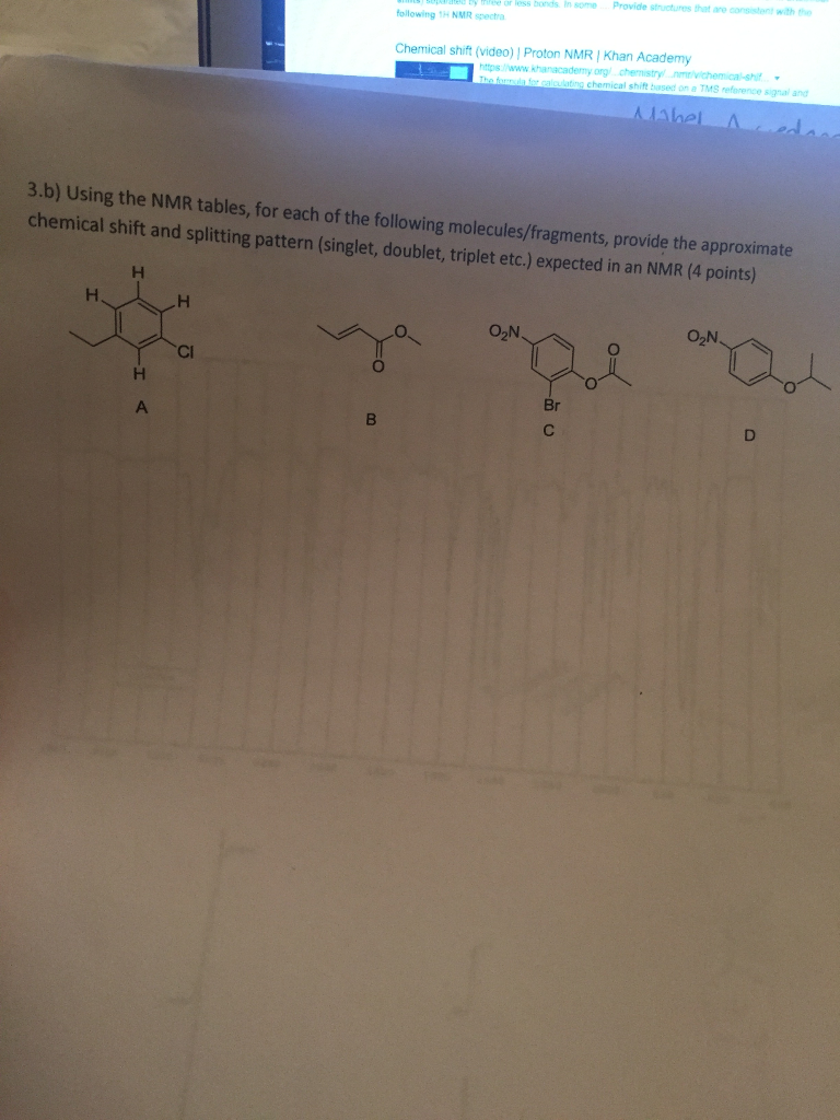 Solved Using The Nmr Tables For Each Of The Following Chegg