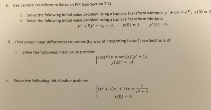 Solved Use Laplace Transform To Solve An IVP Solve The Chegg