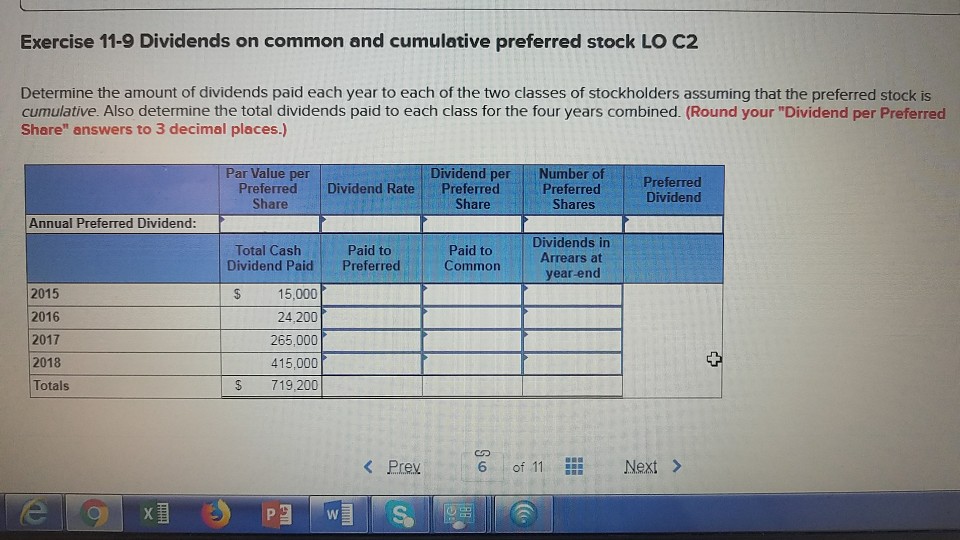 Solved Exercise Dividends On Common And Cumulative Chegg