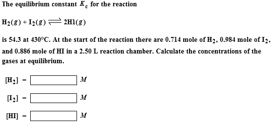 Solved The Equilibrium Constant Kc For The Reaction H2g 4164