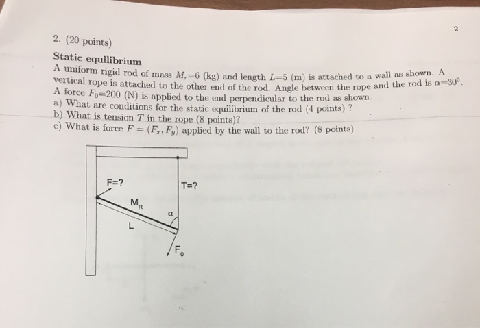 Solved A Uniform Rigid Rod Of Mass M R 6 Kg And Length L Chegg