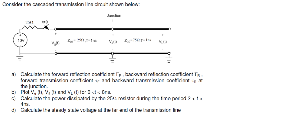 Solved Consider The Cascaded Transmission Line Circuit Shown Chegg