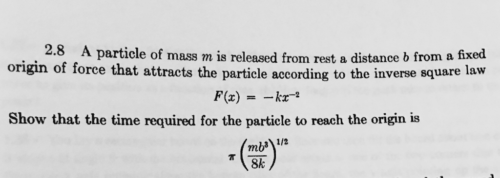 Solved 2 8 A Particle Of Mass M Is Released From Rest A Chegg