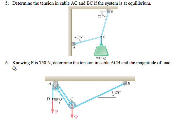 Solved Determine The Tension In Cable Ac And Bc If The System Is