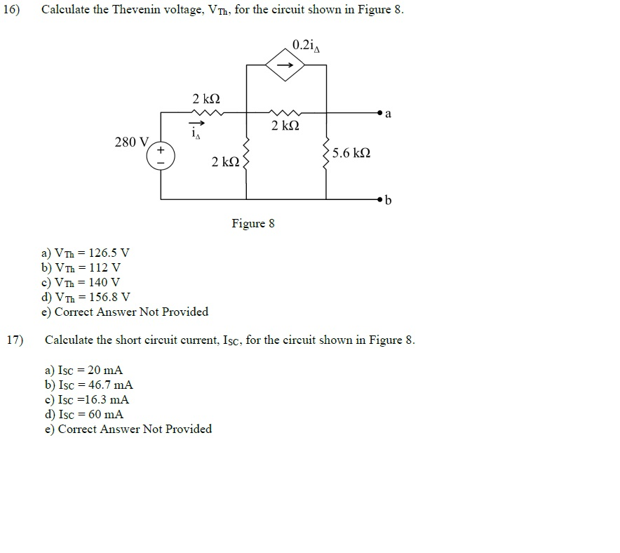 Solved Calculate The Thevenin Voltage V Th For The Circuit Chegg