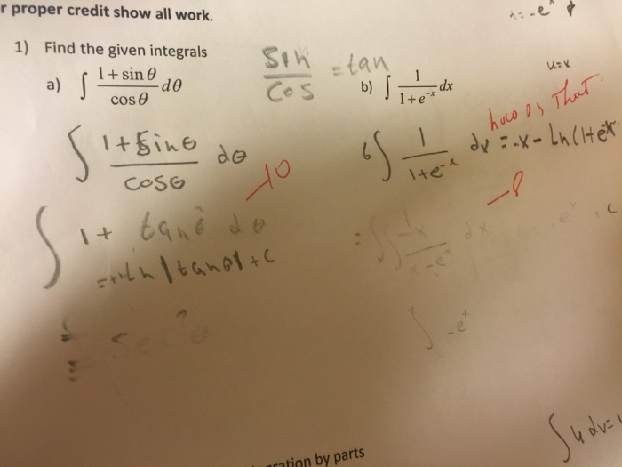 Solved Find The Given Integrals Integral 1 Sin Theta Cos Chegg