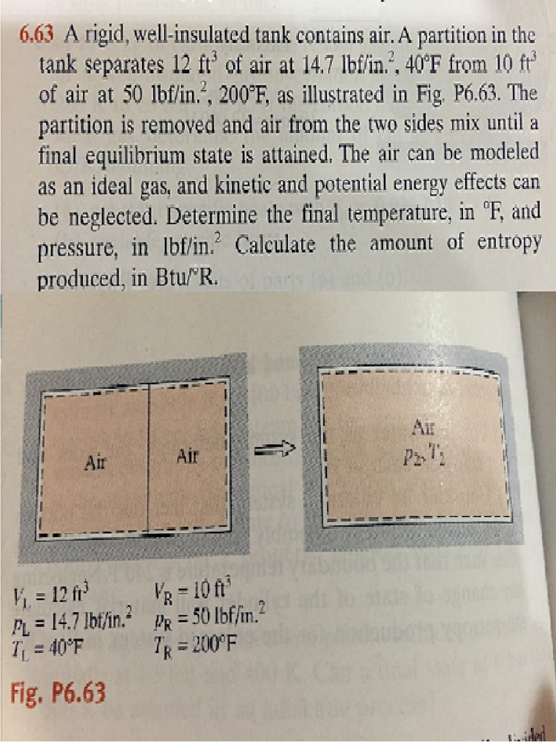 Solved A Rigid Well Insulated Tank Contains Air Chegg