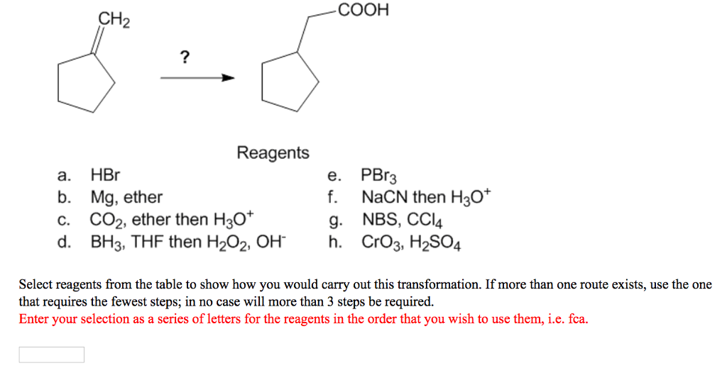 Solved Hbr B Mg Ether C Co Ether Then H O D Chegg