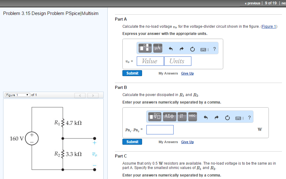 Solved Part A Calculate The No Load Voltage Vo For The Chegg