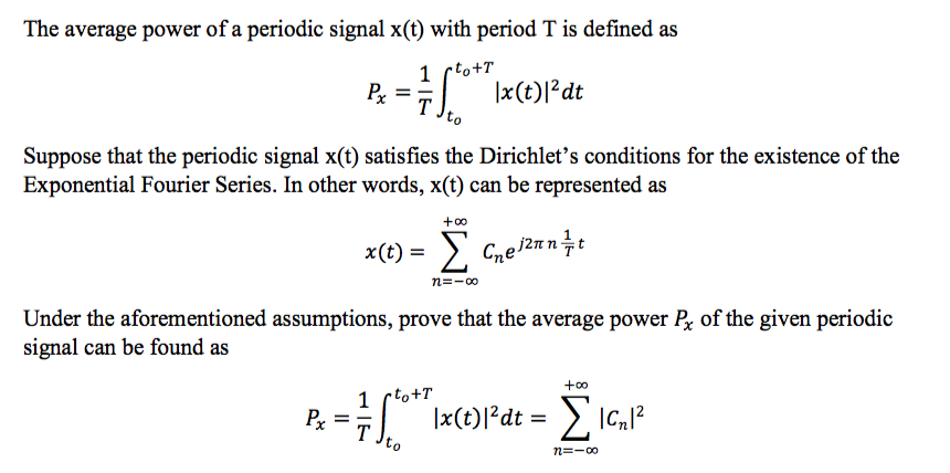 Solved The Average Power Of A Periodic Signal X T With Chegg