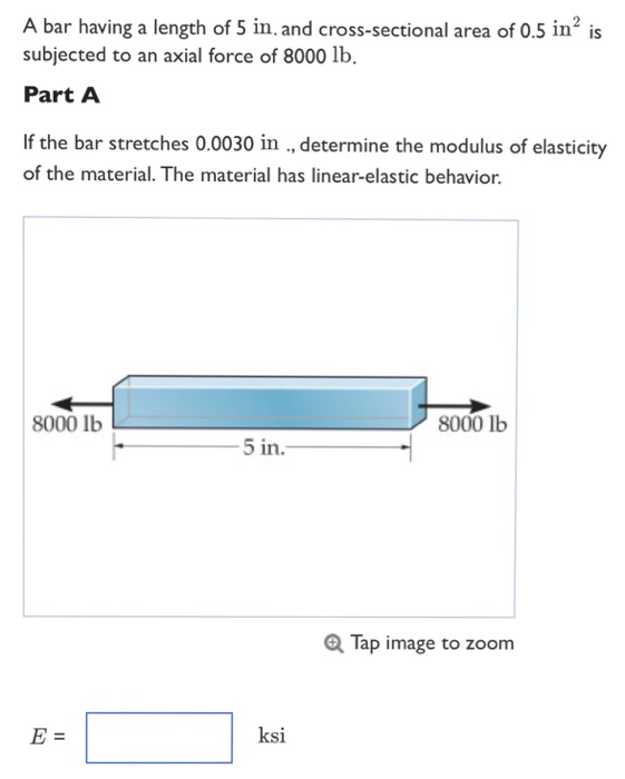 Solved A Bar Having A Length Of 5 In And Cross Sectional Chegg