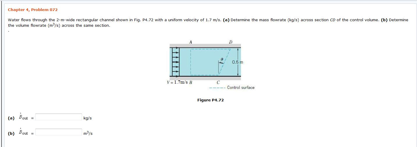 Water Flows Through The M Wide Rectangular Channel Chegg