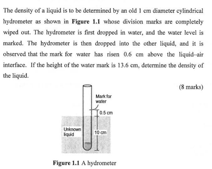 Solved The Density Of A Liquid Is To Be Determined By An Old Chegg