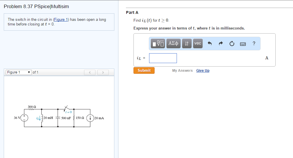 Solved The Switch In The Circuit In Figure 1 Has Been Open Chegg