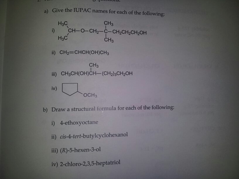 Solved Give The Iupac Names For Each Of The Following Dr 7895