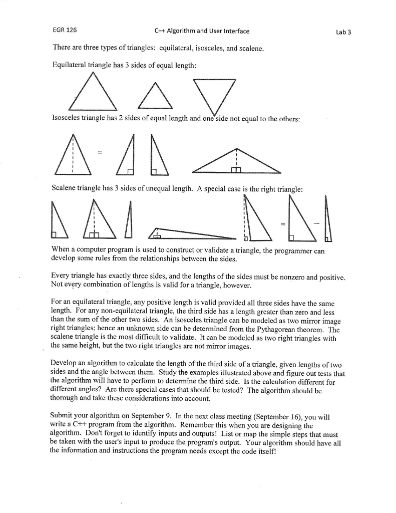 Solved There Are Three Types Of Triangles Equilateral, I...