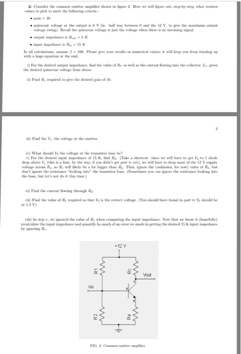 Consider The Common Emitter Amplifier I Here Ve Chegg