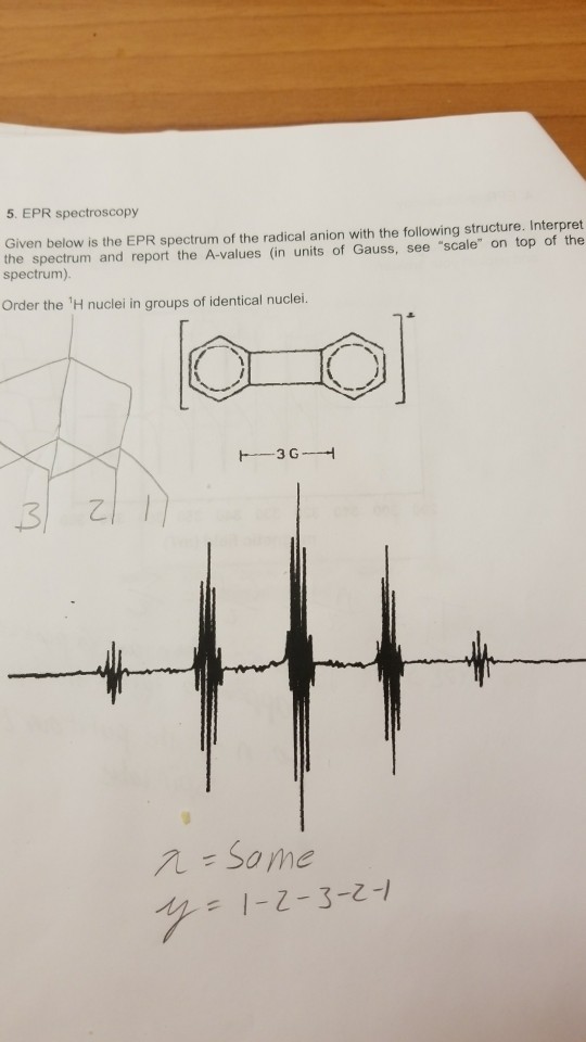 Solved 5 EPR Spectroscopy Given Below Is The EPR Spectrum Chegg