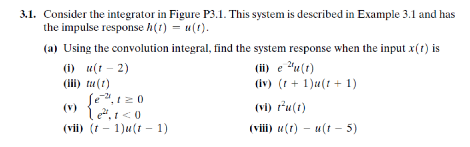 Solved Using The Convolution Integral Find The System Chegg