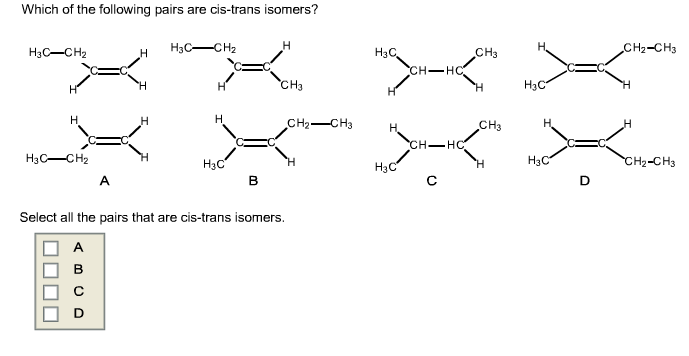 Solved: Which Of The Following Pairs Are Cis-trans Isomers... | Chegg.com