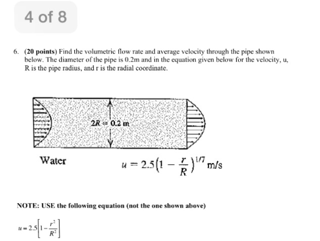 Solved Find The Volumetric Flow Rate And Average Velocity Chegg Com