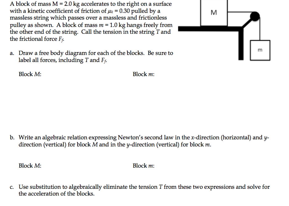 Solved A Block Of Mass M 2 0 Kg Accelerates To The Right Chegg