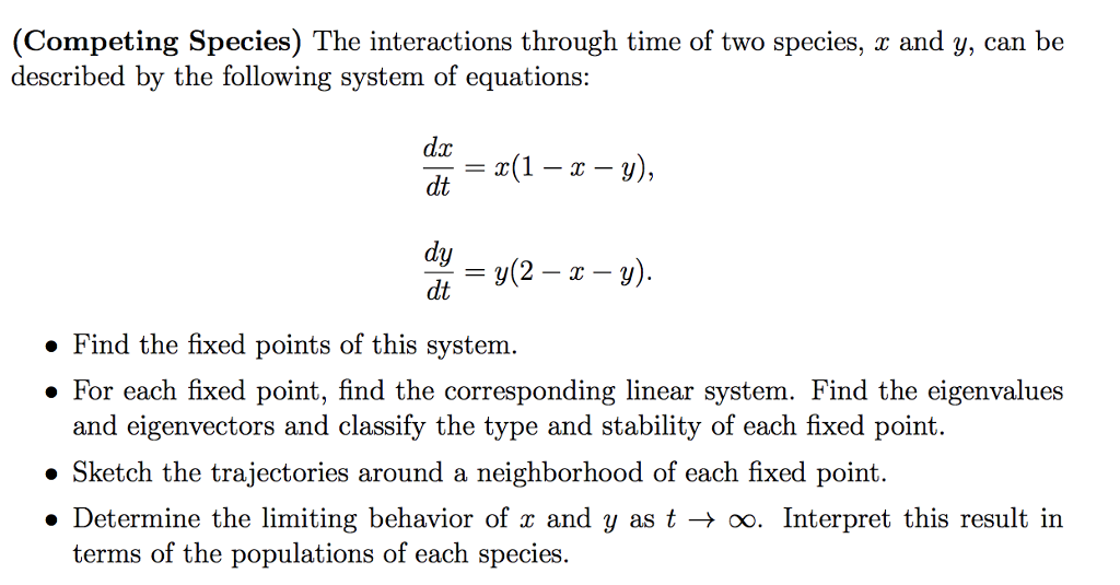 Solved Competing Species The Interactions Through Time Of Chegg