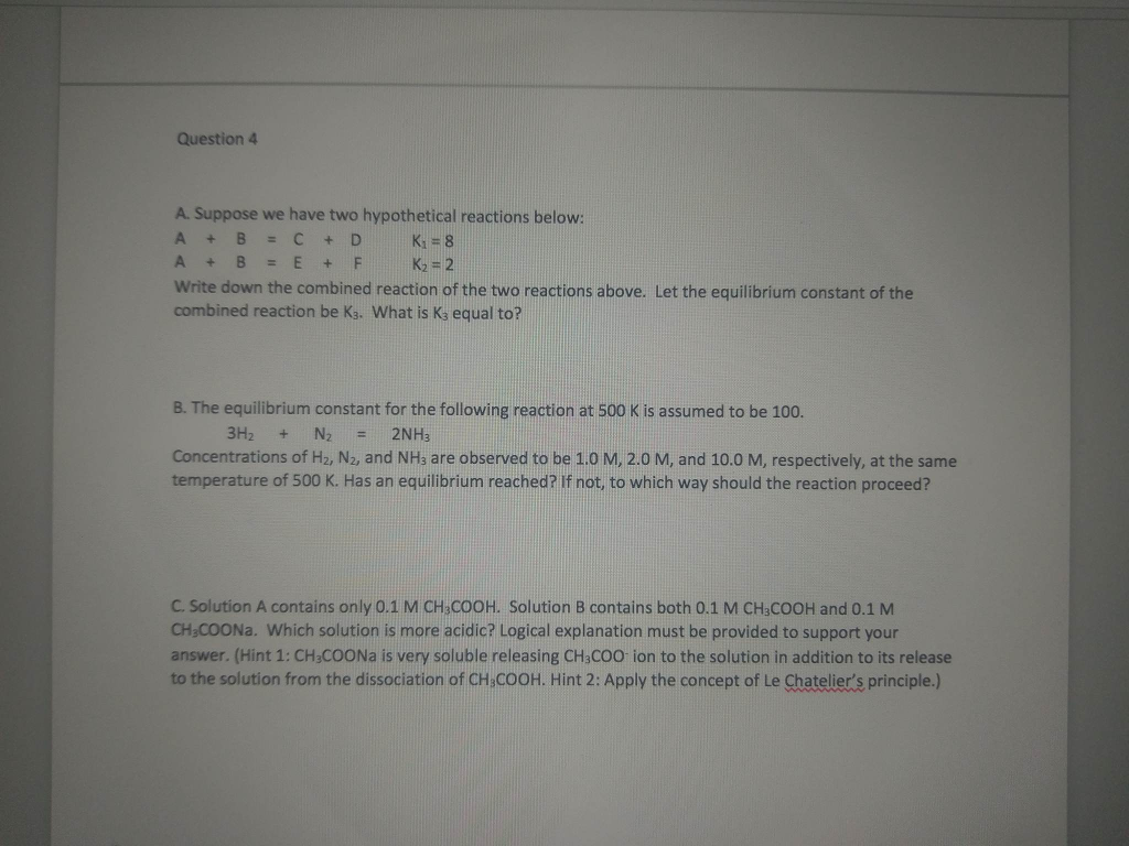 Solved Suppose We Have Two Hypothetical Reactions Below A Chegg