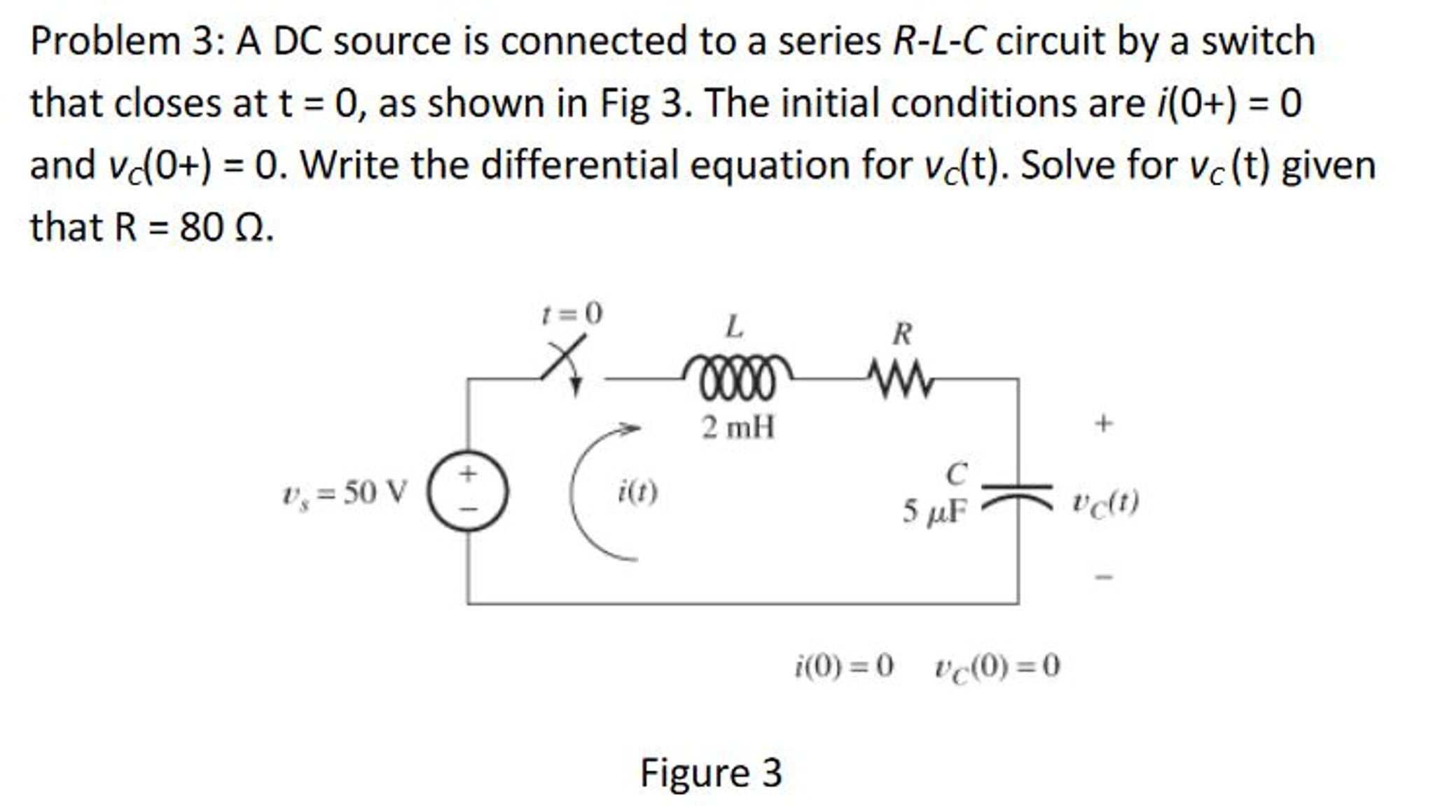 Solved A Dc Source Is Connected To A Series R L C Circuit By Chegg