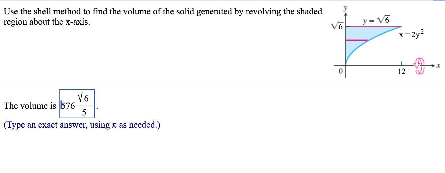 Solved Use The Shell Method To Find The Volume Of The Solid Chegg