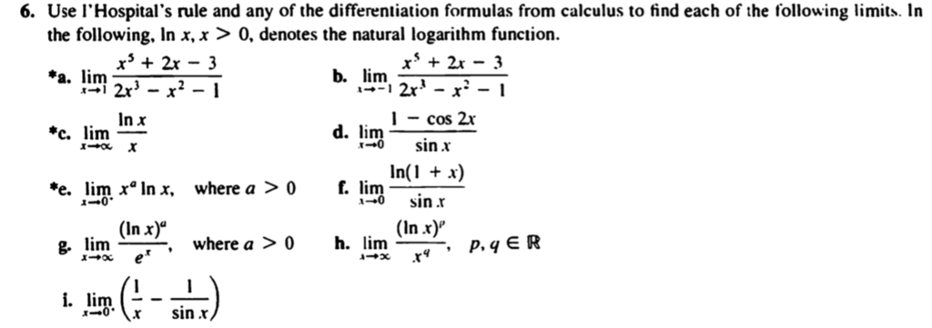 Logarithmic Limits Formulas