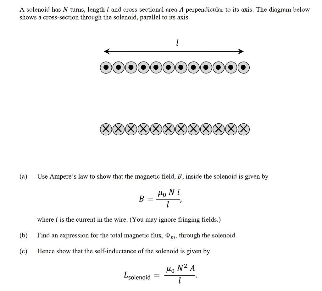 Solved A Solenoid Has N Turns Length I And Cross Sectional Chegg