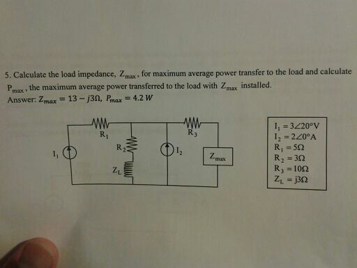 Solved Calculate The Load Impedance Zmax For Maximum Chegg