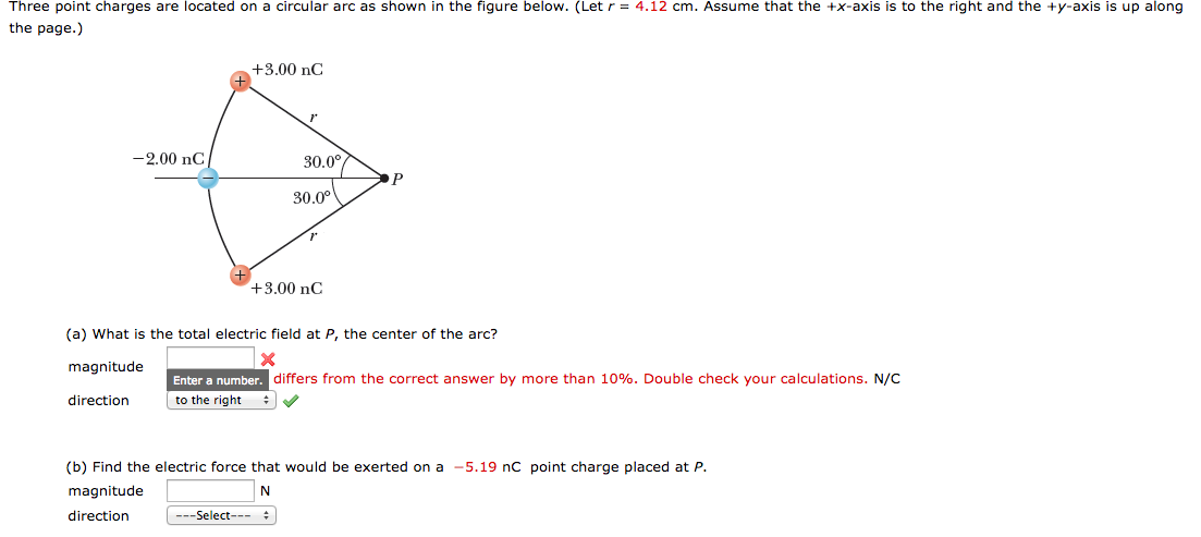 Solved Three Point Charges Are Located On A Circular Arc As Chegg