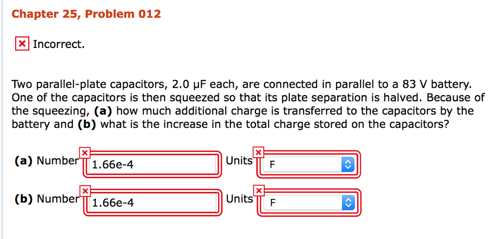 Solved Chapter 25 Problem 012 Incorrect Two Parallel Plate Chegg