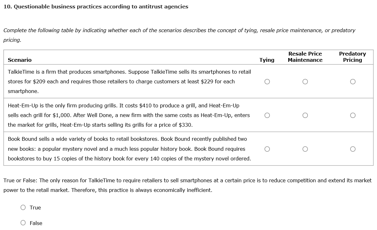 which is an example of predatory pricing answers.com