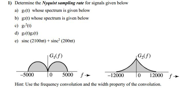 Solved: 1) Determine The Nyquist Sampling Rate For Signals... | Chegg.com