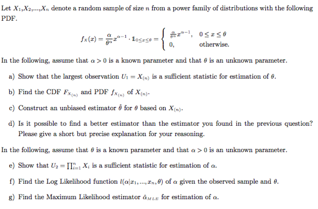 Solved Let X 1 X 2 X N Denote A Random Sample Of Size Chegg